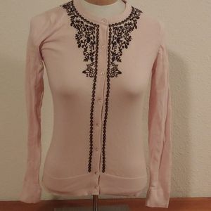 Ann Taylor pink cardigan with black detailing